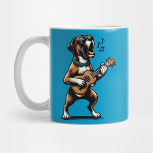 Dog Playing Guitar Singing Boxer Dog Funny Mug